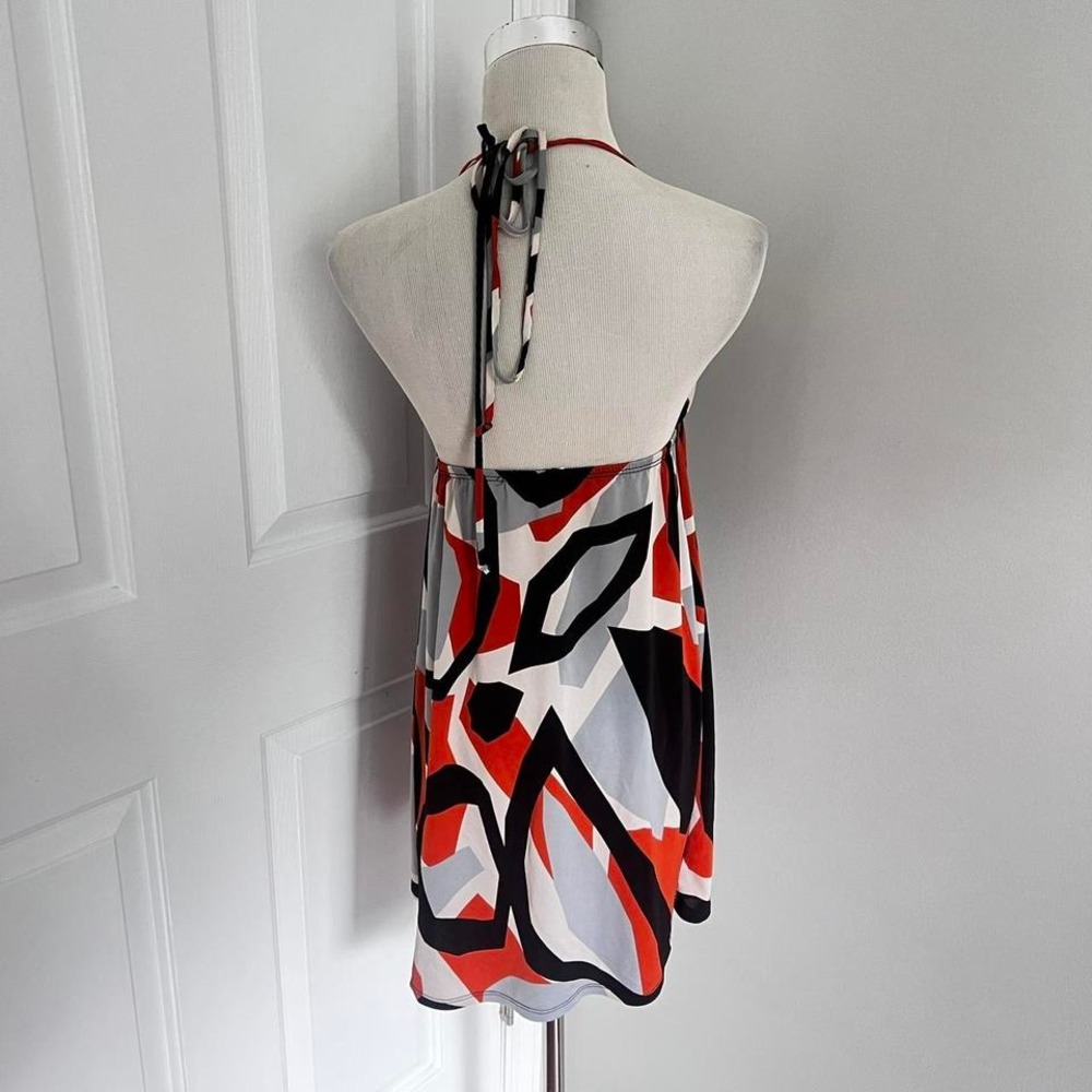 Y2K ORANGE AND BROWN‎ FOREVER ABSTRACT HALTER NECK TANK TOP - Picture 2 of 7